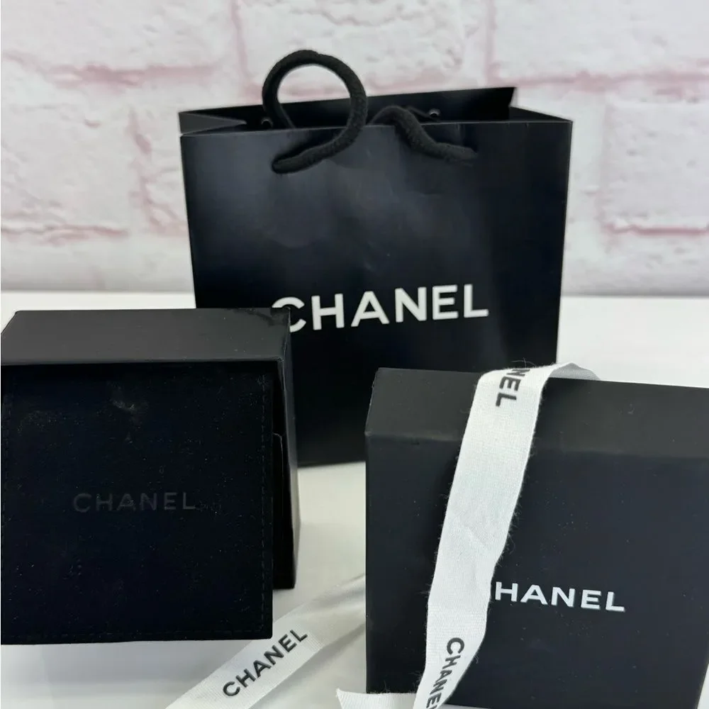 CHANEL Multi Logo Engraved Gold Crystal CC Pendant Necklace